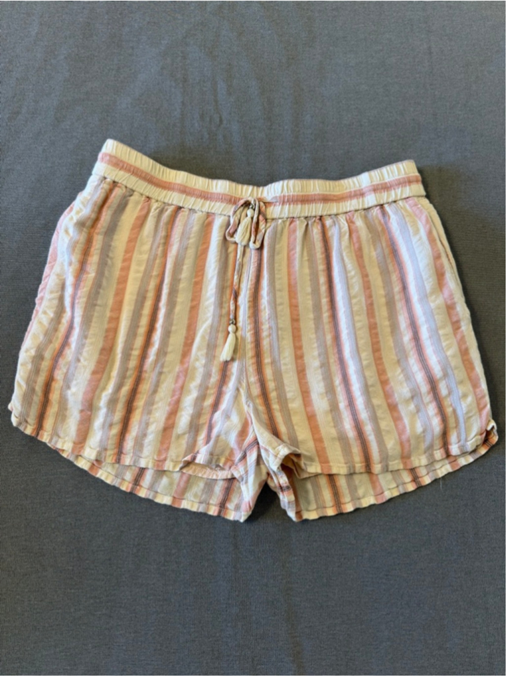 PAIGE Women's Mardi Tassel Tie Shorts Ecru Multi color Size Small